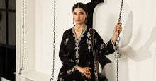 Load image into Gallery viewer, 3 Piece Embroidered Dobby Lawn Suit - Black