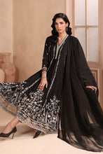 Load image into Gallery viewer, 3 Piece Embroidered Frock Suit for Women - Black