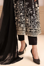 Load image into Gallery viewer, 3 Piece Embroidered Frock Suit for Women - Black