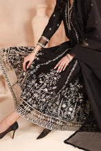Load image into Gallery viewer, 3 Piece Embroidered Frock Suit for Women - Black