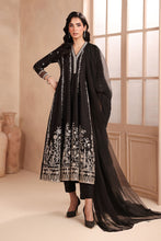 Load image into Gallery viewer, 3 Piece Embroidered Frock Suit for Women - Black