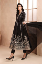 Load image into Gallery viewer, 3 Piece Embroidered Frock Suit for Women - Black