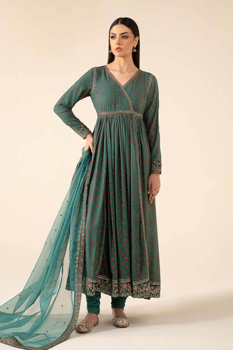 Embroidered Linen Suit for Women – Sea Green