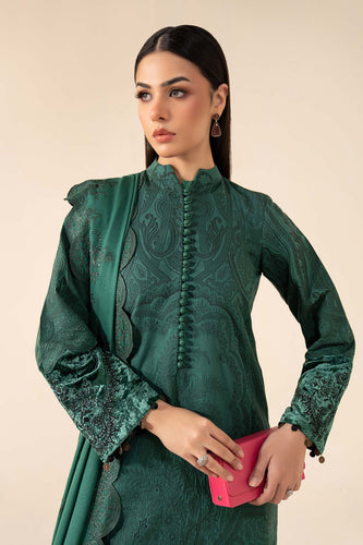 Maria.B 3 Piece Embroidered Cotton Jacquard Suit – Green