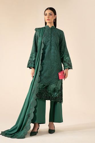 Maria.B 3 Piece Embroidered Cotton Jacquard Suit – Green