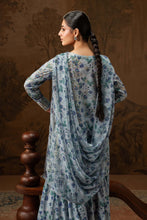 Load image into Gallery viewer, 3 Piece Embroidered Blue Lawn Suit with Gharara