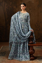 Load image into Gallery viewer, 3 Piece Embroidered Blue Lawn Suit with Gharara