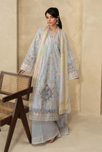 Load image into Gallery viewer, Dobby Lawn 3 Piece Embroidered Suit for Women - Blue