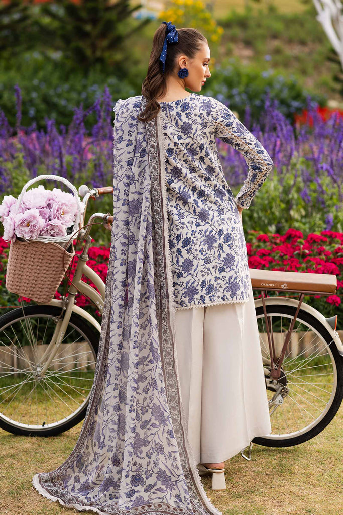 Maria.B Off White 3 Piece Embroidered Raw Silk Suit