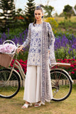 Maria.B Off White 3 Piece Embroidered Raw Silk Suit