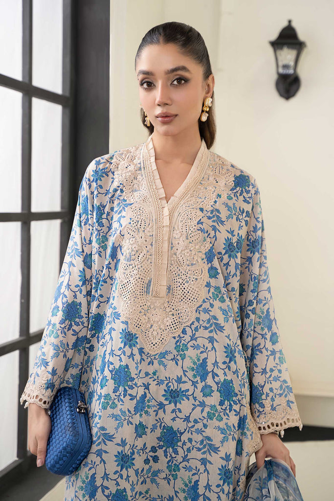 Maria.B Blue Embroidered Lawn 3 Piece Suit