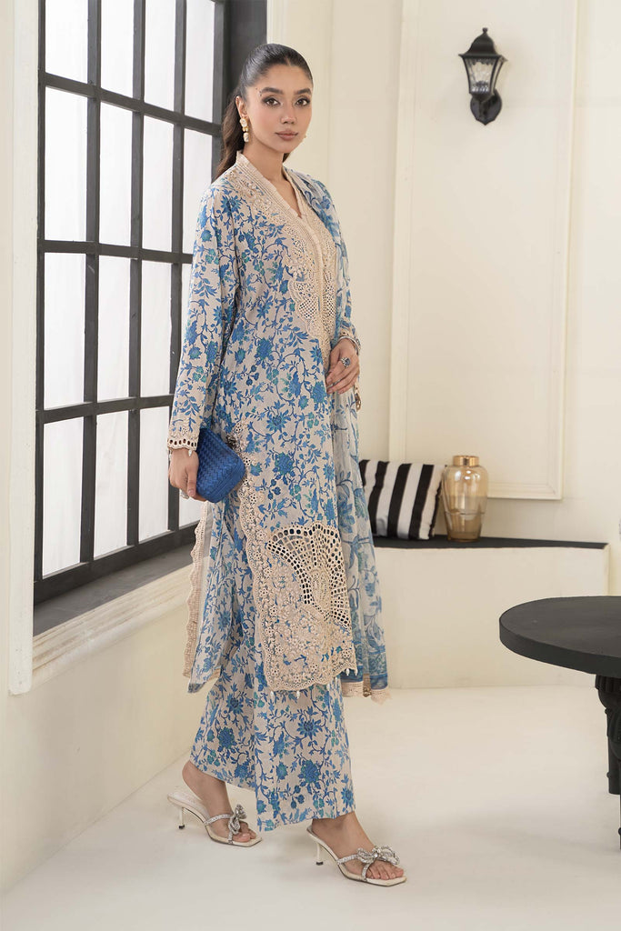 Maria.B Blue Embroidered Lawn 3 Piece Suit