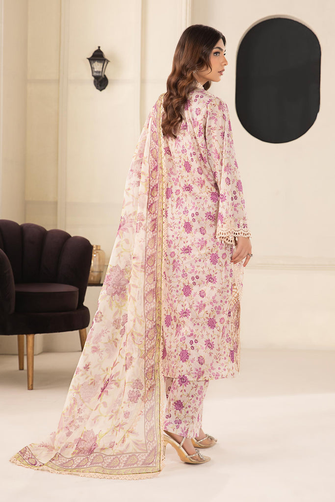 Purple Embroidered Lawn 3 Piece Suit for Women