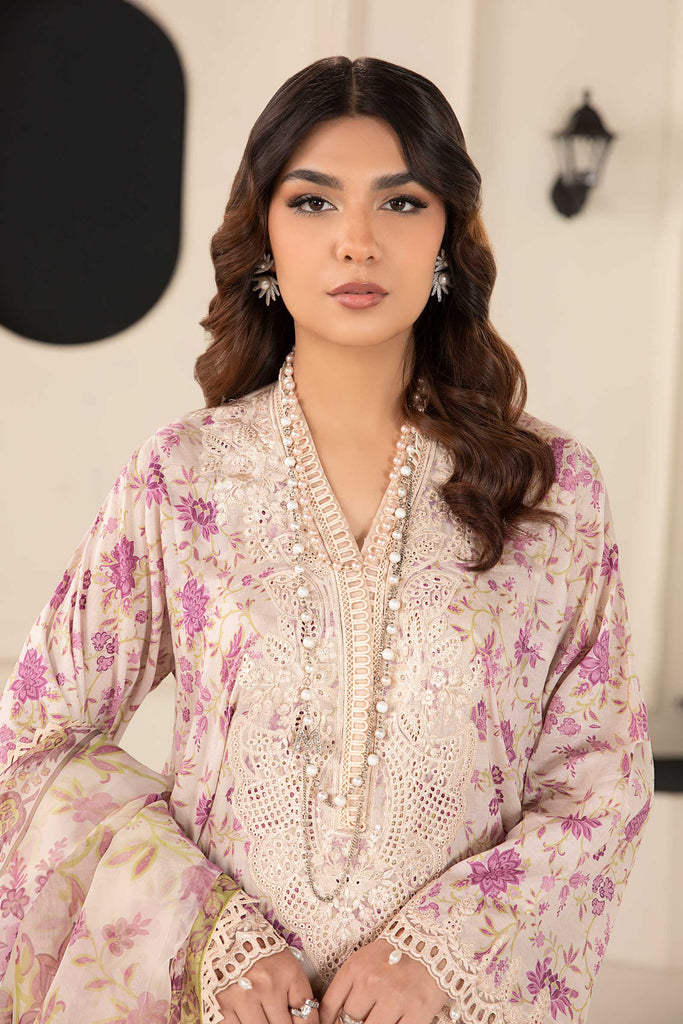 Purple Embroidered Lawn 3 Piece Suit for Women