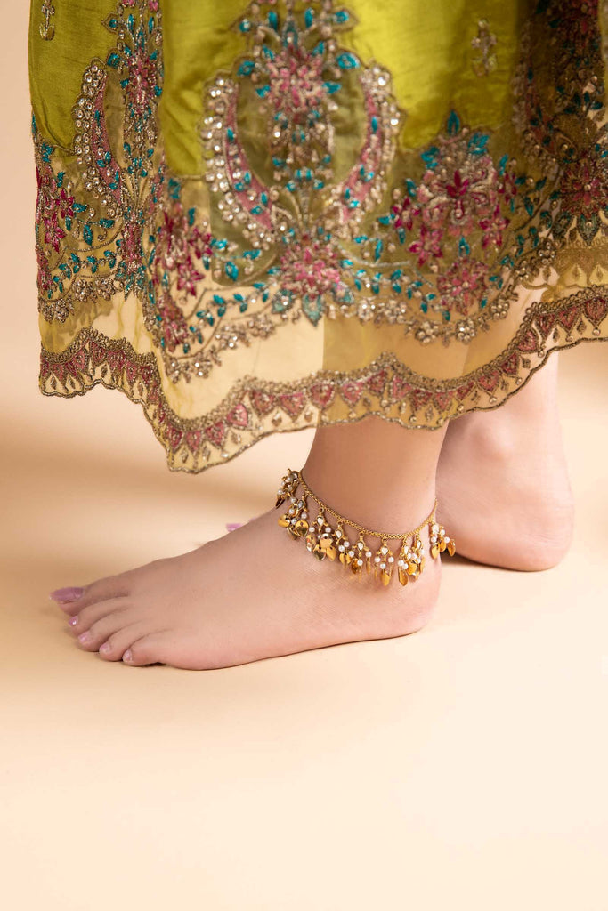 Sarroo Glass Stone Chain - Gold Anklet