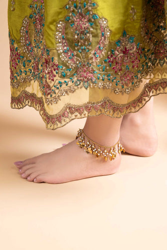 Sarroo Glass Stone Chain - Gold Anklet