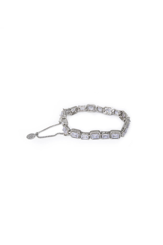 Silver Plated Zircon Chain - White Bracelet