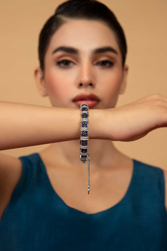 Square Sapphire Zircon Choori - Blue Bangle