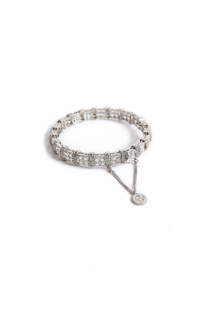 Square White Zircon Choori - White Bangle
