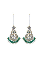 Load image into Gallery viewer, Jade Green Chaandbaali Layers - Green Earrings