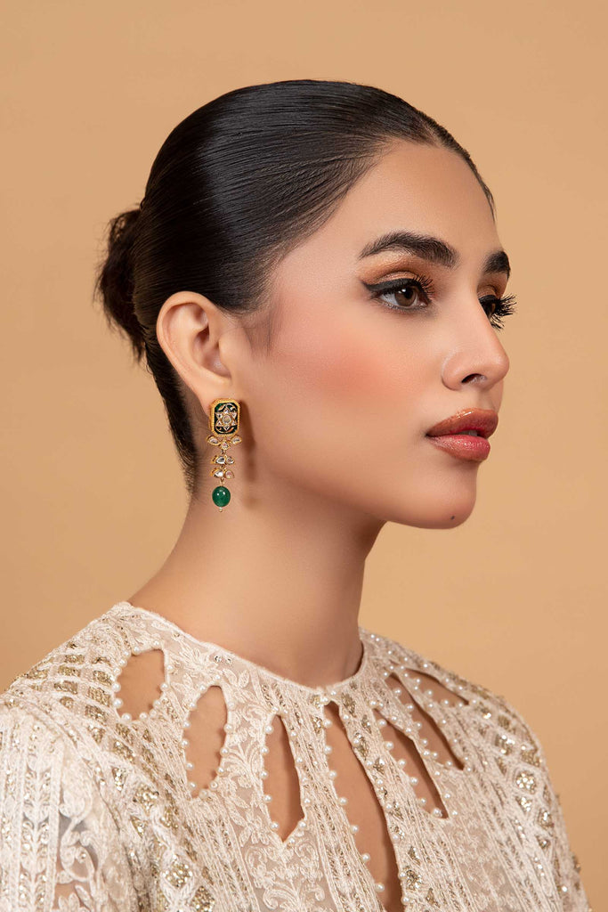 Green Enamel Chillayi Drops - Green Earrings
