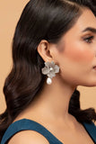 Triple Pearl Drop Silhouette - White Earrings