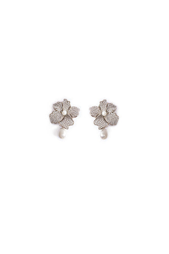 Triple Pearl Drop Silhouette - White Earrings