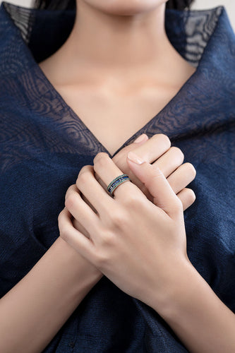 Blue Sapphire Baguette Band - Blue Ring