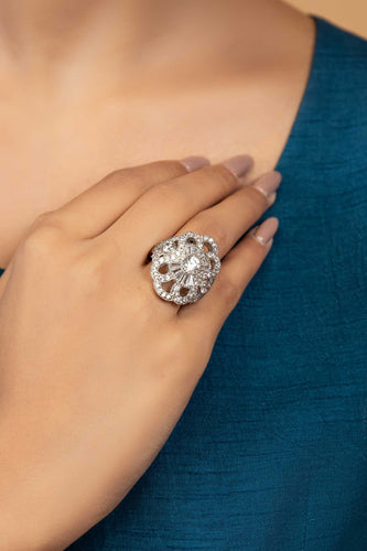Victorian Arch Zircon Setting - White Ring