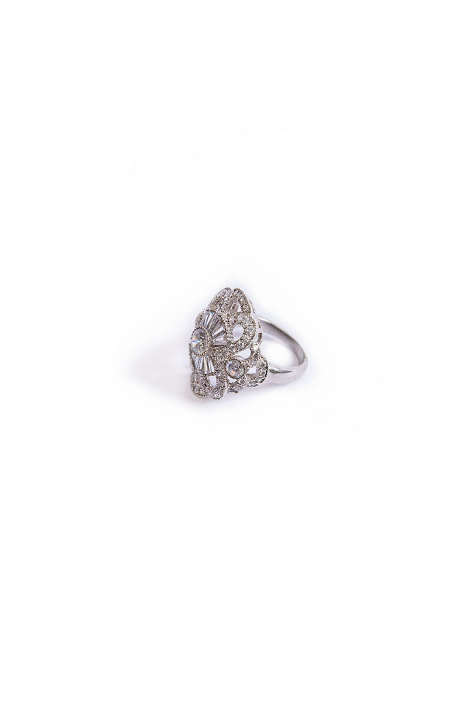 Victorian Arch Zircon Setting - White Ring
