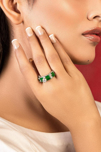 Green Tourmaline Solitaire - Green Ring