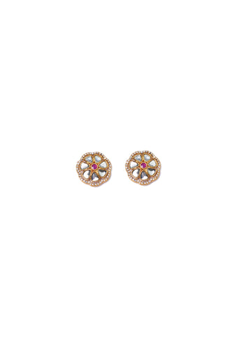 Pink Chatham Kundan Glow - Pink Studs