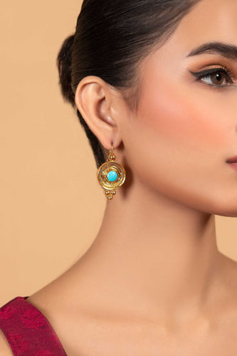 Turquoise Filigree Drops - Blue Studs