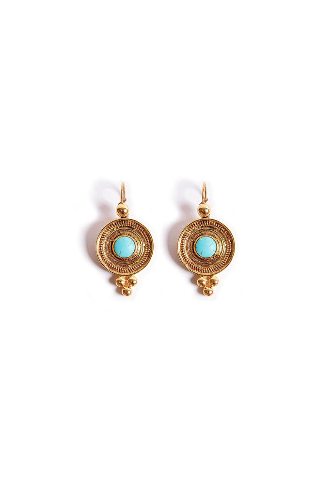 Turquoise Filigree Drops - Blue Studs