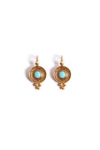 Turquoise Filigree Drops - Blue Studs