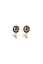 Load image into Gallery viewer, Black Enamel Pearl Drop - Black Studs