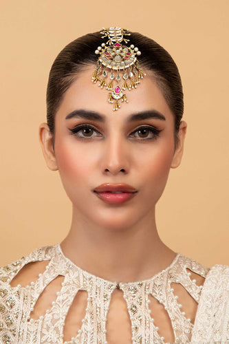 Bhawalpuri Watwa Maang Tikka - Red Jewelry