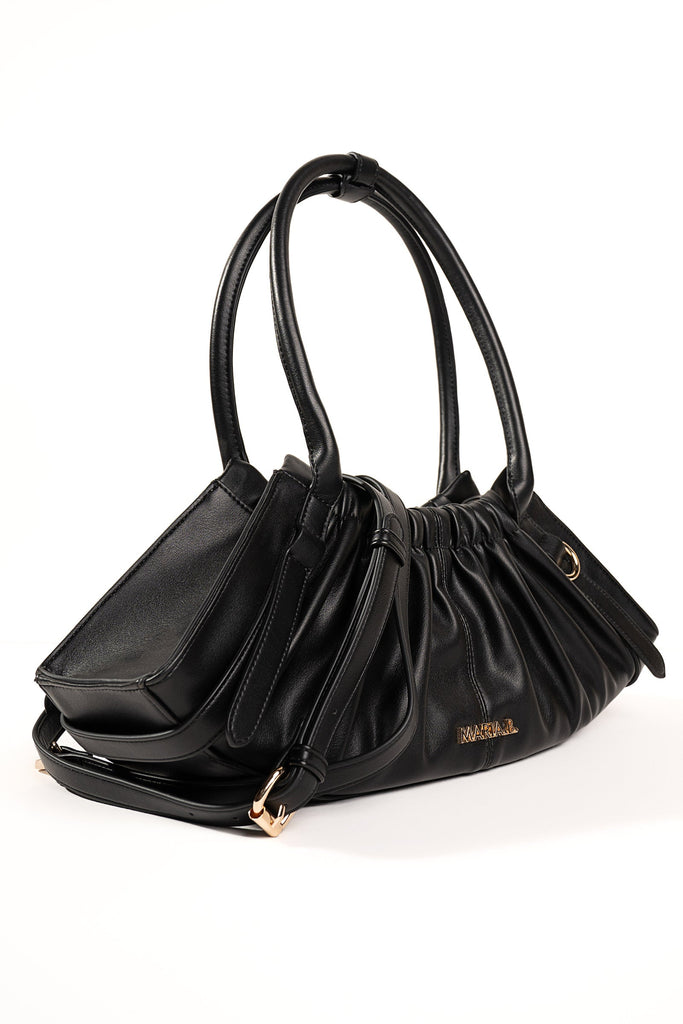 Black Gathered Hobo Bag