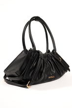 Load image into Gallery viewer, Black Gathered Hobo Bag