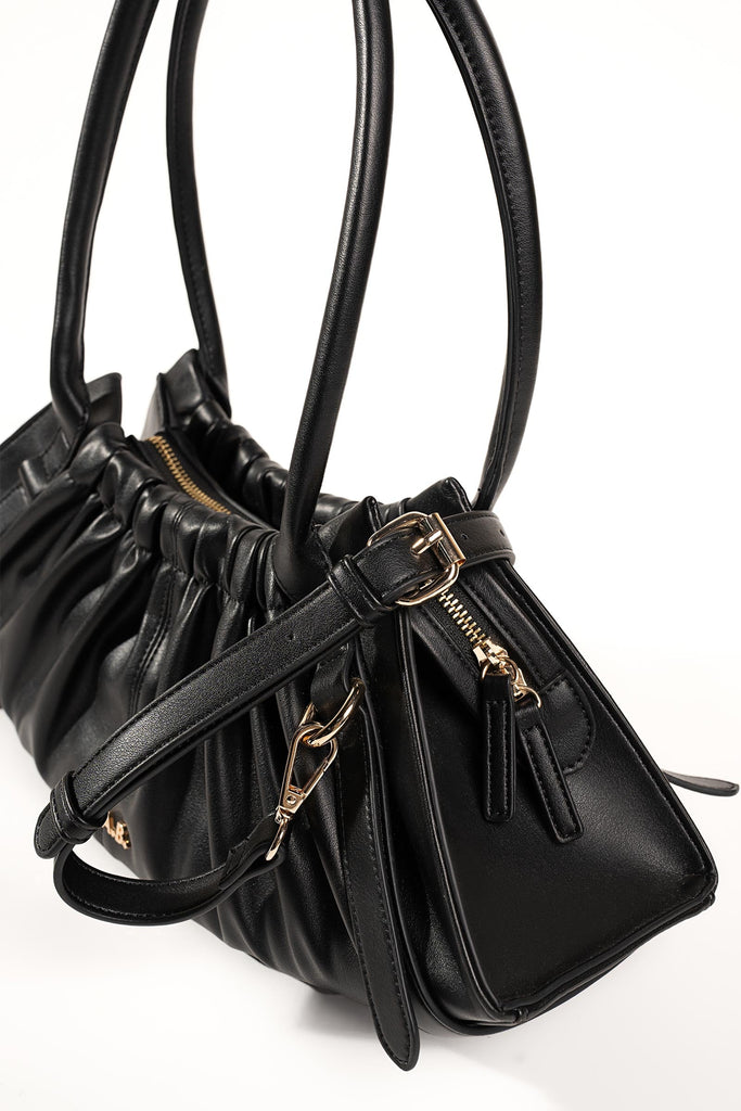 Black Gathered Hobo Bag
