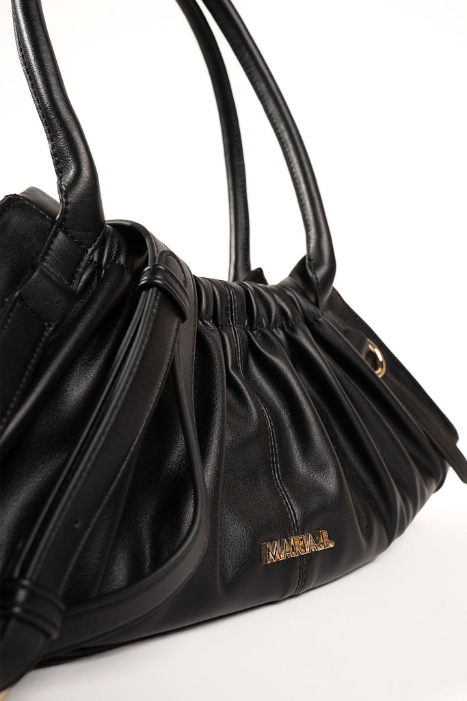 Black Gathered Hobo Bag
