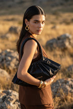 Load image into Gallery viewer, Black Gathered Hobo Bag