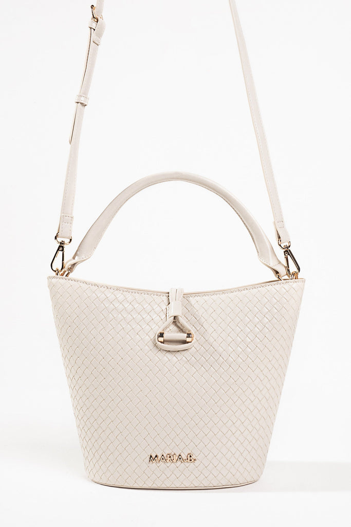 Off White Woven Bucket Bag
