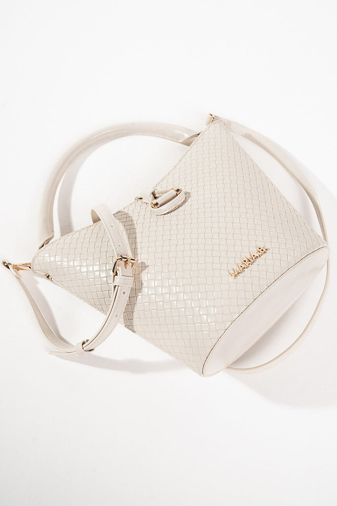 Off White Woven Bucket Bag