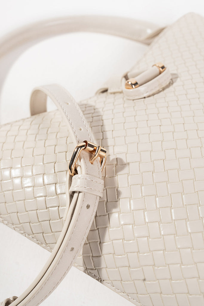 Off White Woven Bucket Bag