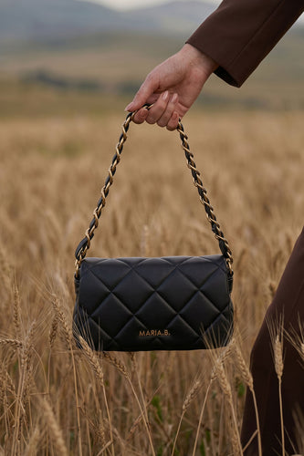 Black Quilted Messenger Bag