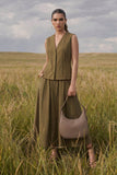 Khaki Brown Crescent Hobo Bag