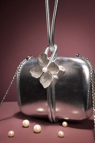 White Gold Metallic Callie Clutch