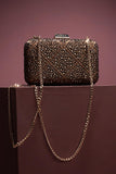 Satin Silk Shimmery Boxy Clutch in Brown