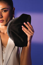 Load image into Gallery viewer, Crystal Studded Black Clutch Bag